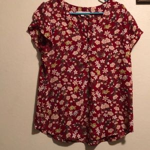 Loft red floral top